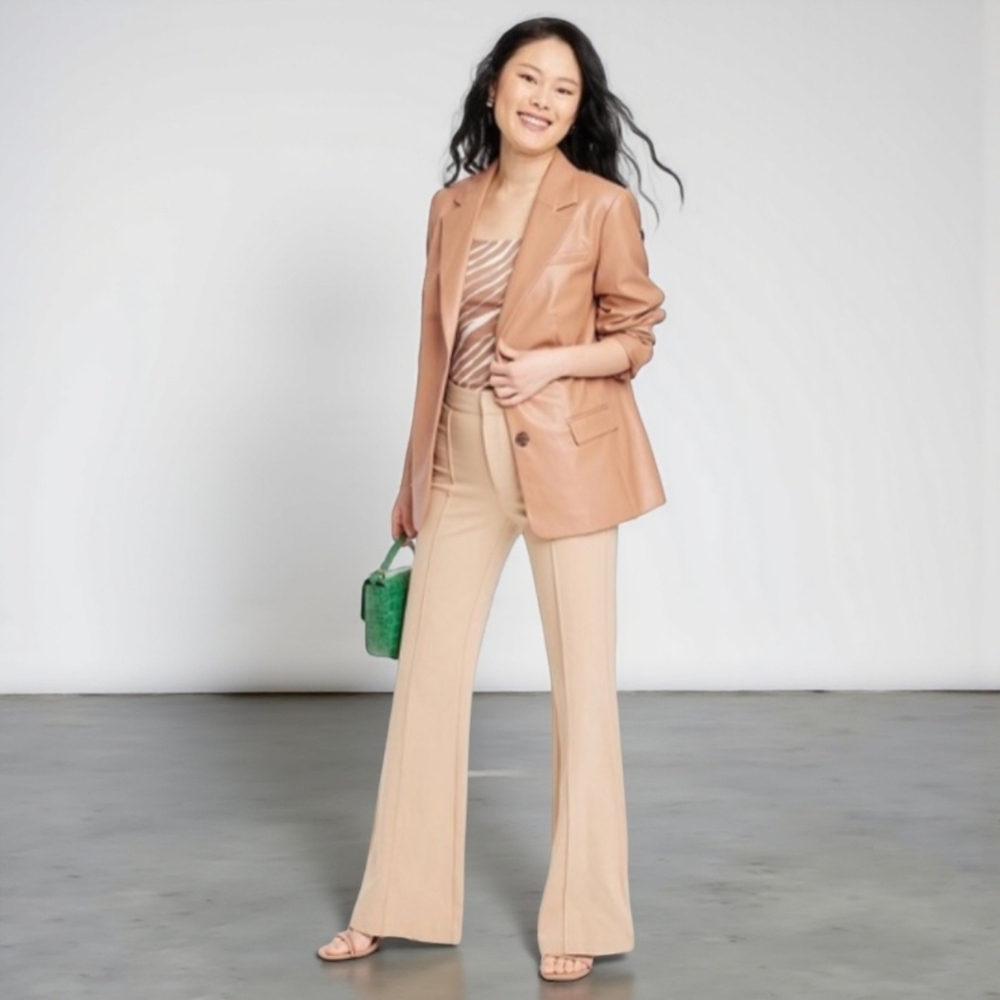 A New Day Women's Faux Leather Relaxed Fit Blazer Camel - Picture 14 of 14